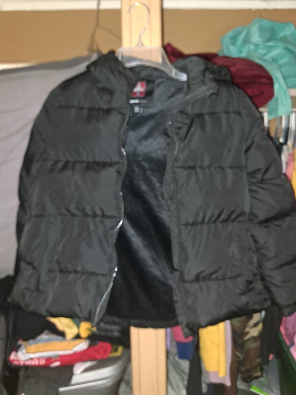 Swiss Tech Kids Black Puffer Jacket with Hood